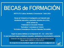 Convocatoria a Becas de Formación | Extensión de plazo