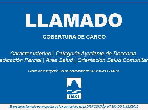 Llamado a Cobertura de Cargo |Ayudante de Docencia | Interino | Dedicación Parcial | Área Salud