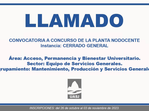 Llamado | Planta Nodocente | Cerrado General | Acceso, Permanencia y Bienestar Universitario