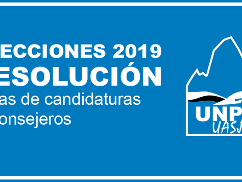 Elecciones 2019 - Resoluciones Listas de candidaturas a Consejeros
