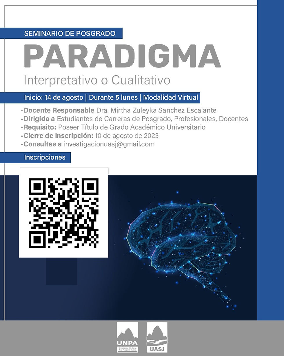 Flyer de difusión. Se ve la misma información que en la publicación. En el centro se ve una imagen de un dibujo de un cerebro humano. En el margen inferior están los isologos de la Universidad Nacional de la Patagonia Austral y de la Unidad Académica San Julián.