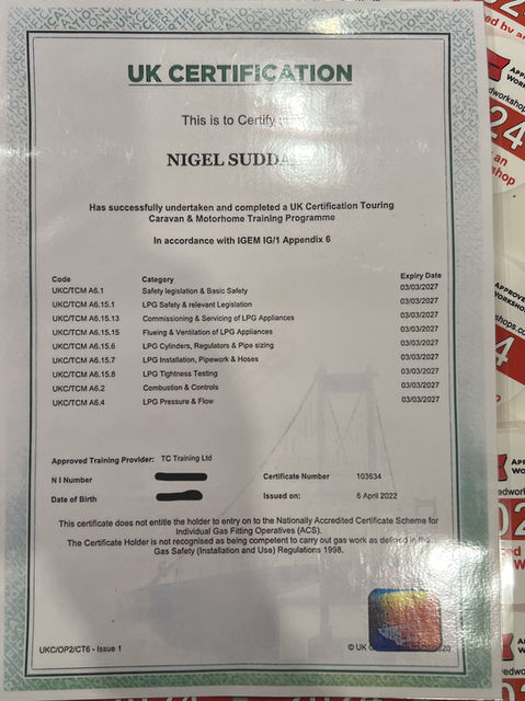 STGW approved gas cert