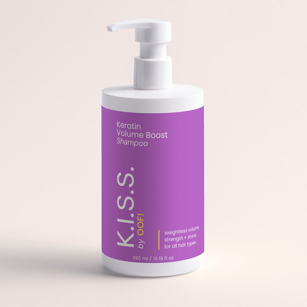 Thumbnail: K.I.S.S. by OOF! Vanilla Rosemary Mint Volume Boost Shampoo in a purple bottle with white pump.