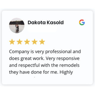 Google review by Dakota Kasold speaking of professionalism and great work