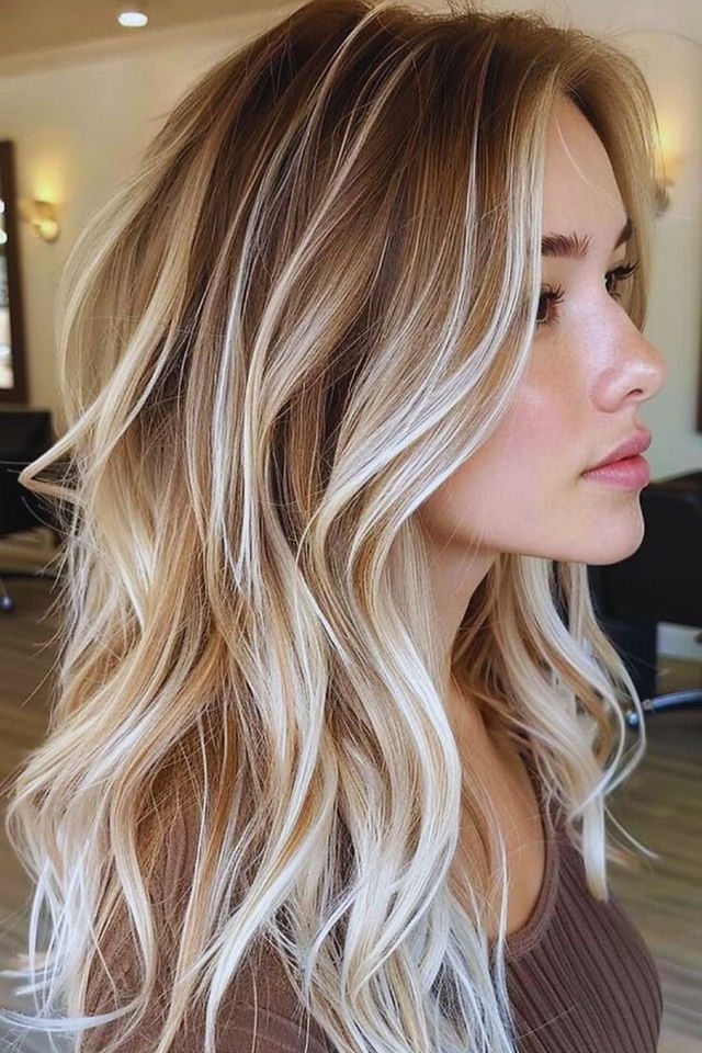woman from the side with bright blonde highlights