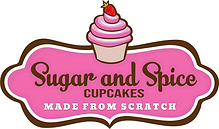 Sugar and Spice Cupcakes Made From Scratch logo, pink frosted cupcake
