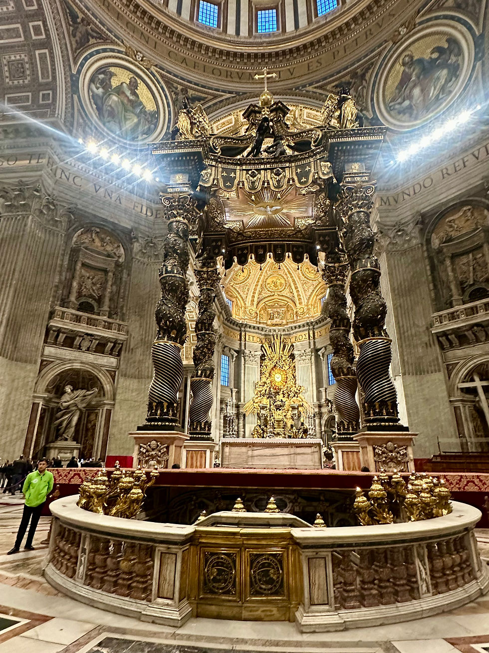 Gian Lorenzo Bernini, Baldacchino, a bronze canopy, over the papal altar and St. Peter's tomb (1624-1633)