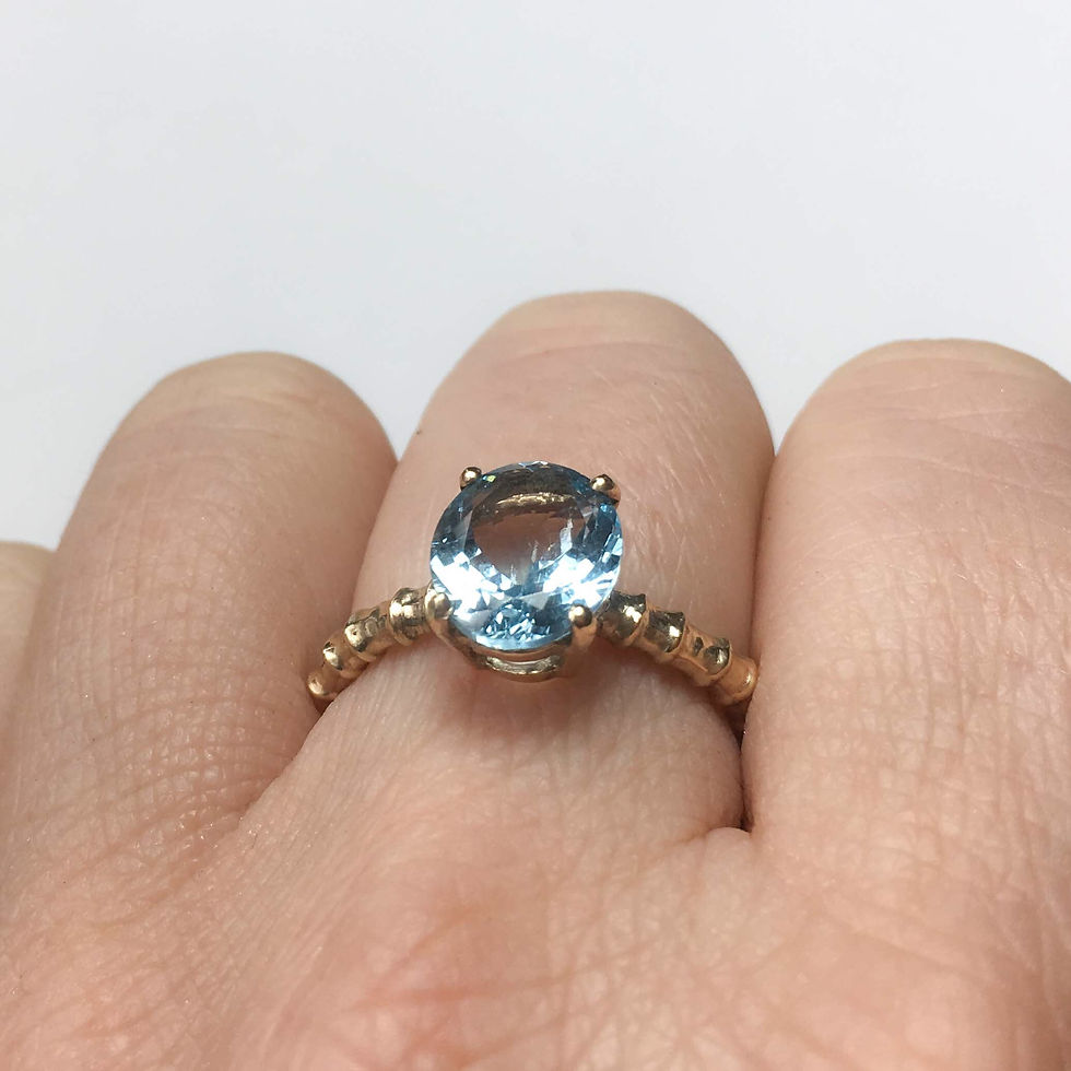 Thumbnail: Aquamarine Romana Gold Ring Size N