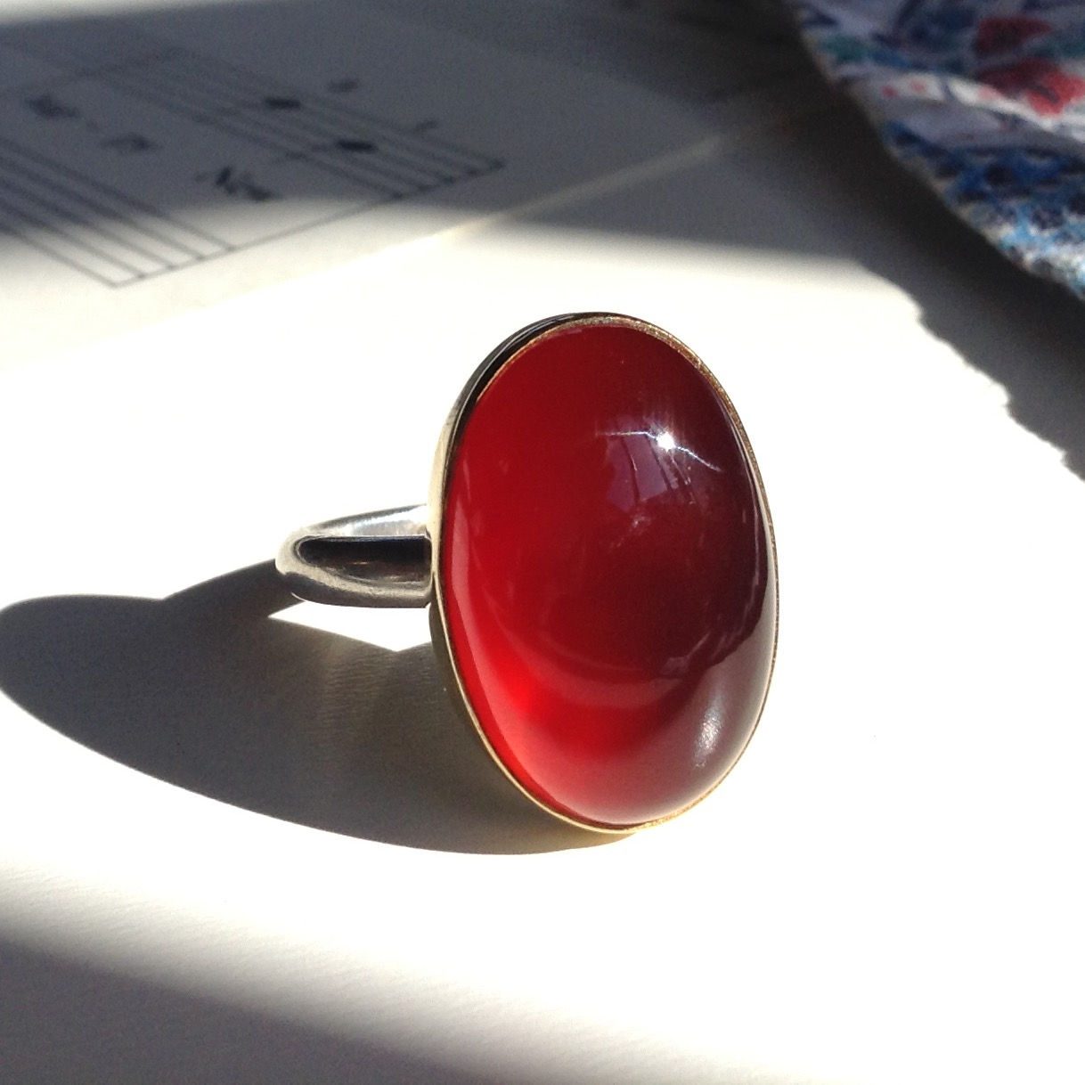 Cornelian 18ct Gold and Sterling Silver Ring Size N1\2