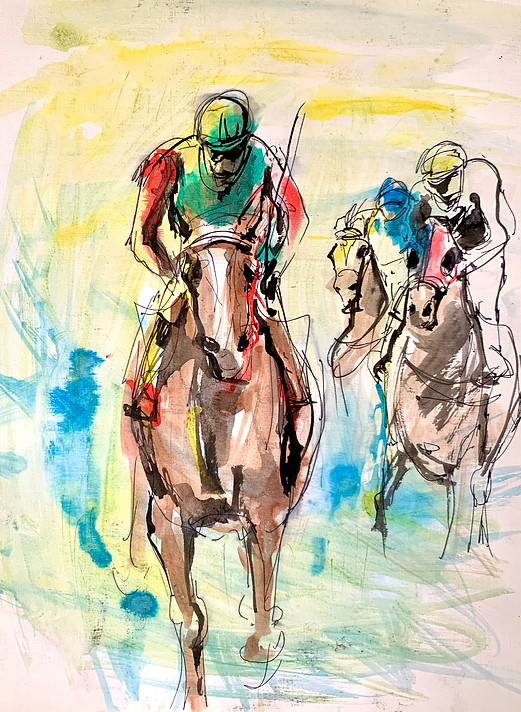 Race horses, Painting, Jelena Bibic, Jelena Bibic Art, Jeka, Jelena Bibic Artist