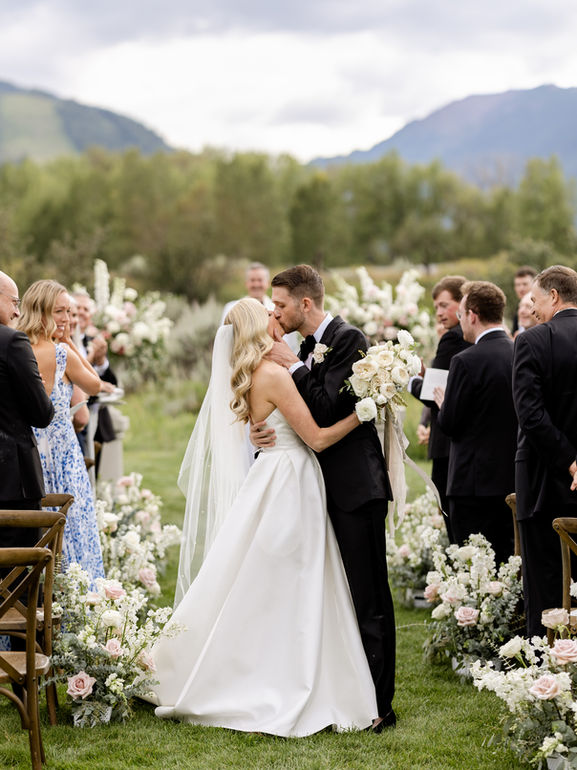 Classic white and blush wedding in Aspen