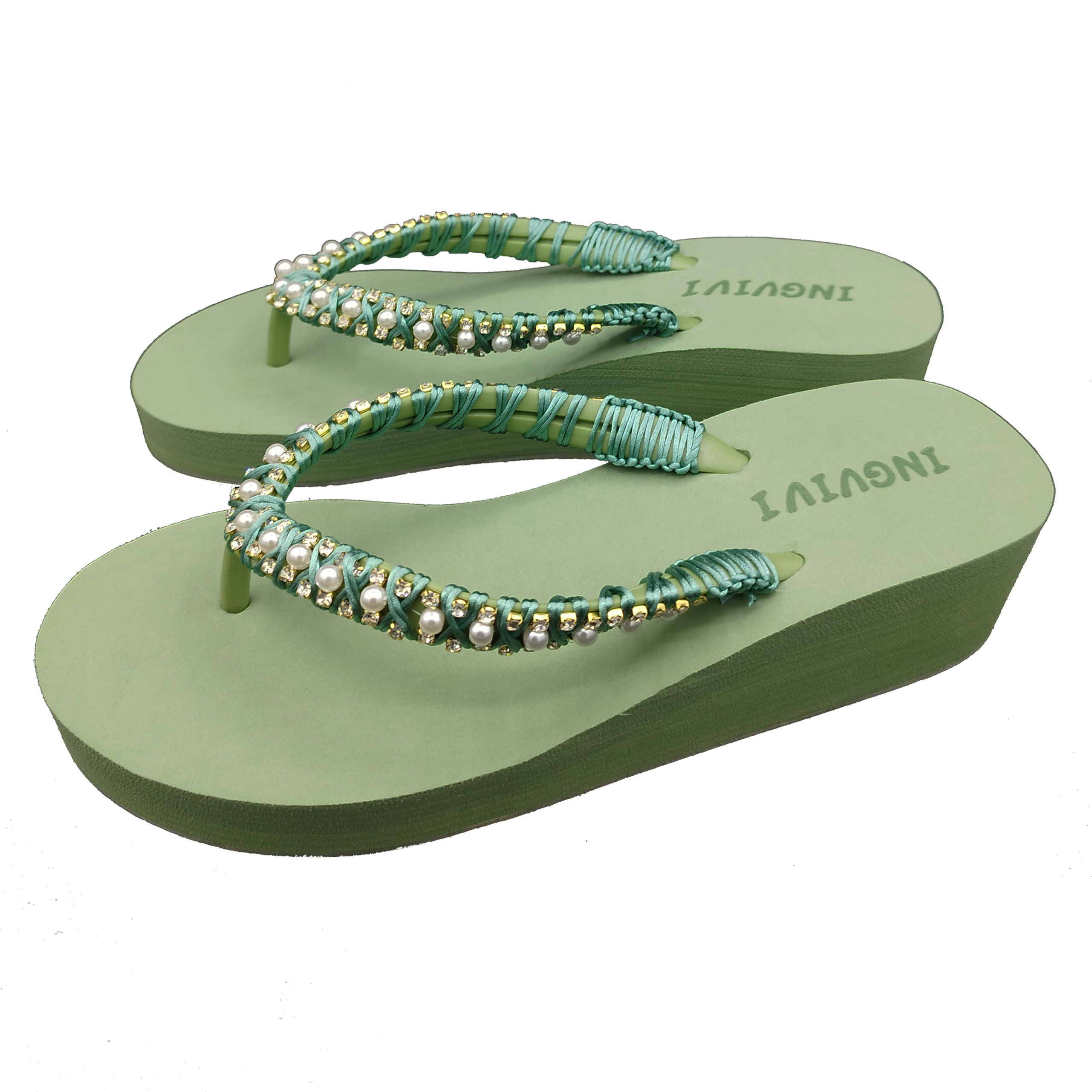 כפכפי פלטפורמה מעוצבים - אבנים משובצות