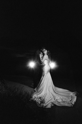 Big Bend National Park Elopement, night photo of bride and groom