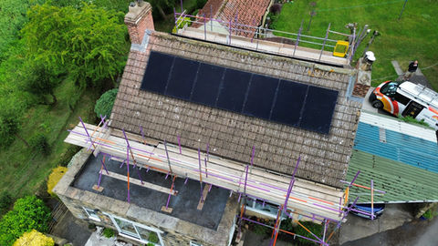 Solar panels on roof in North Yorkshire