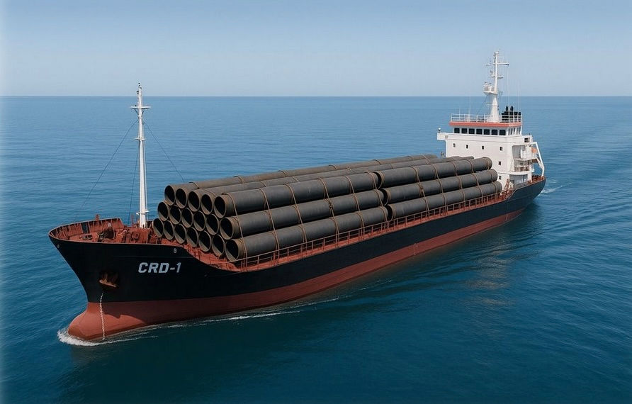 Bulk Carrier with tubes cargo.