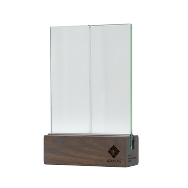 All-glass partition set in a solid wood profile - Oak with an oil finish and shade Smoked Glacier Grey | WOODYGLASS