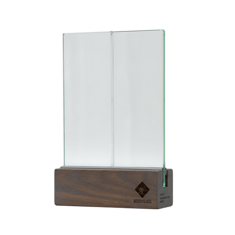 All-glass partition set in a solid wood profile - Oak with an oil finish and shade Smoked Glacier Grey | WOODYGLASS