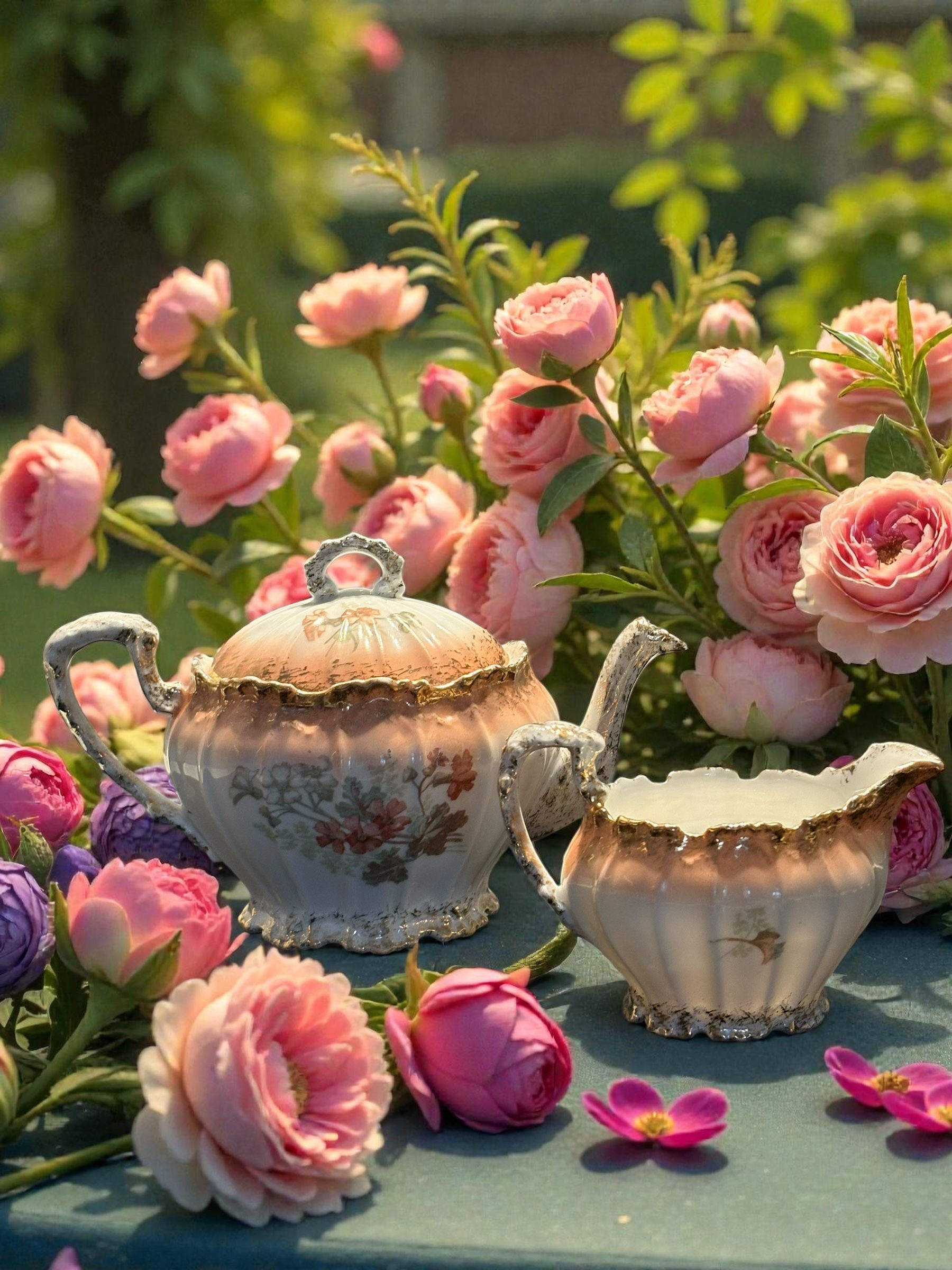 Limoges Victorian Teapot & Milk Jug