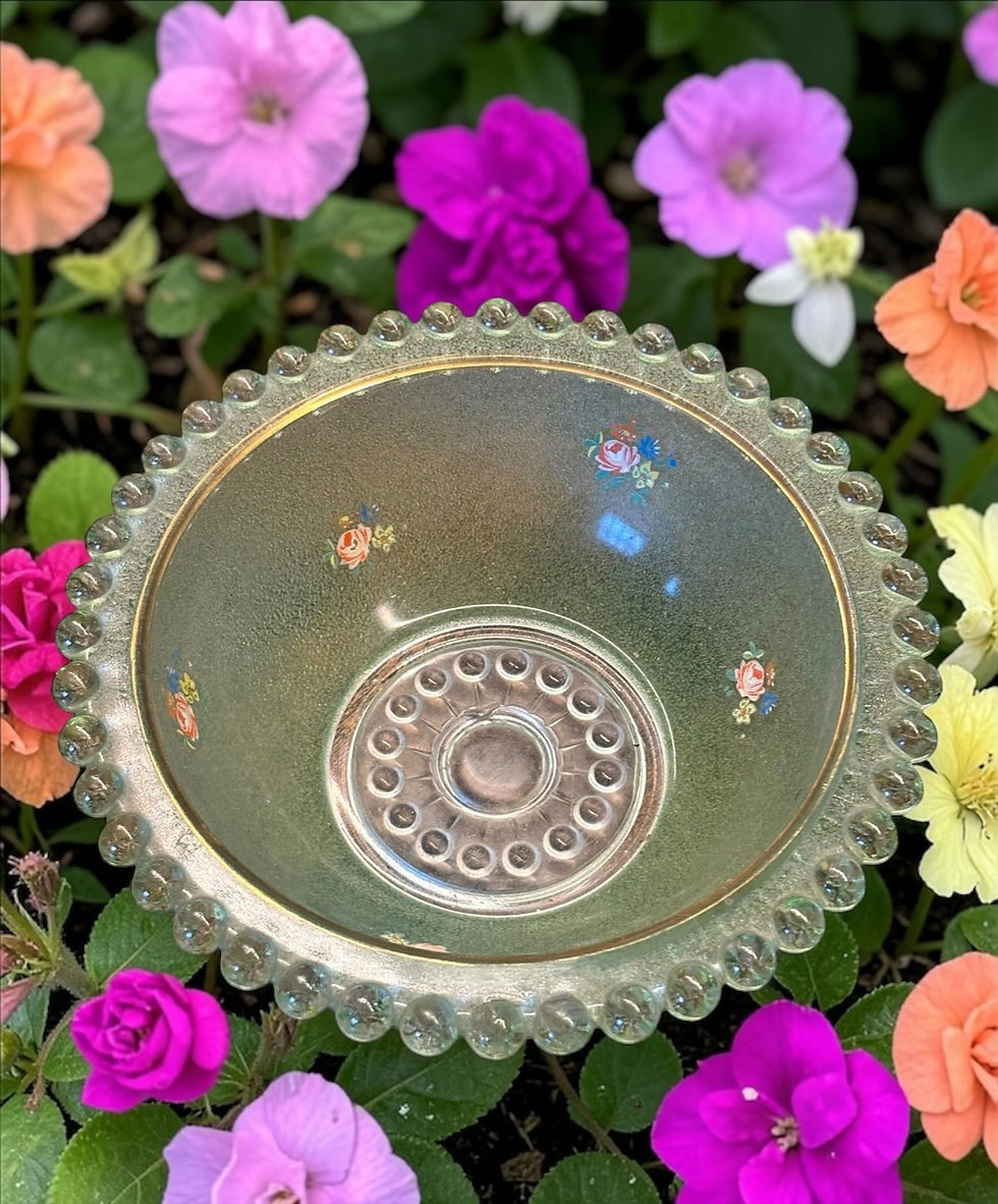 Miniatyrbild: Vintage French Green Glass Bowl 