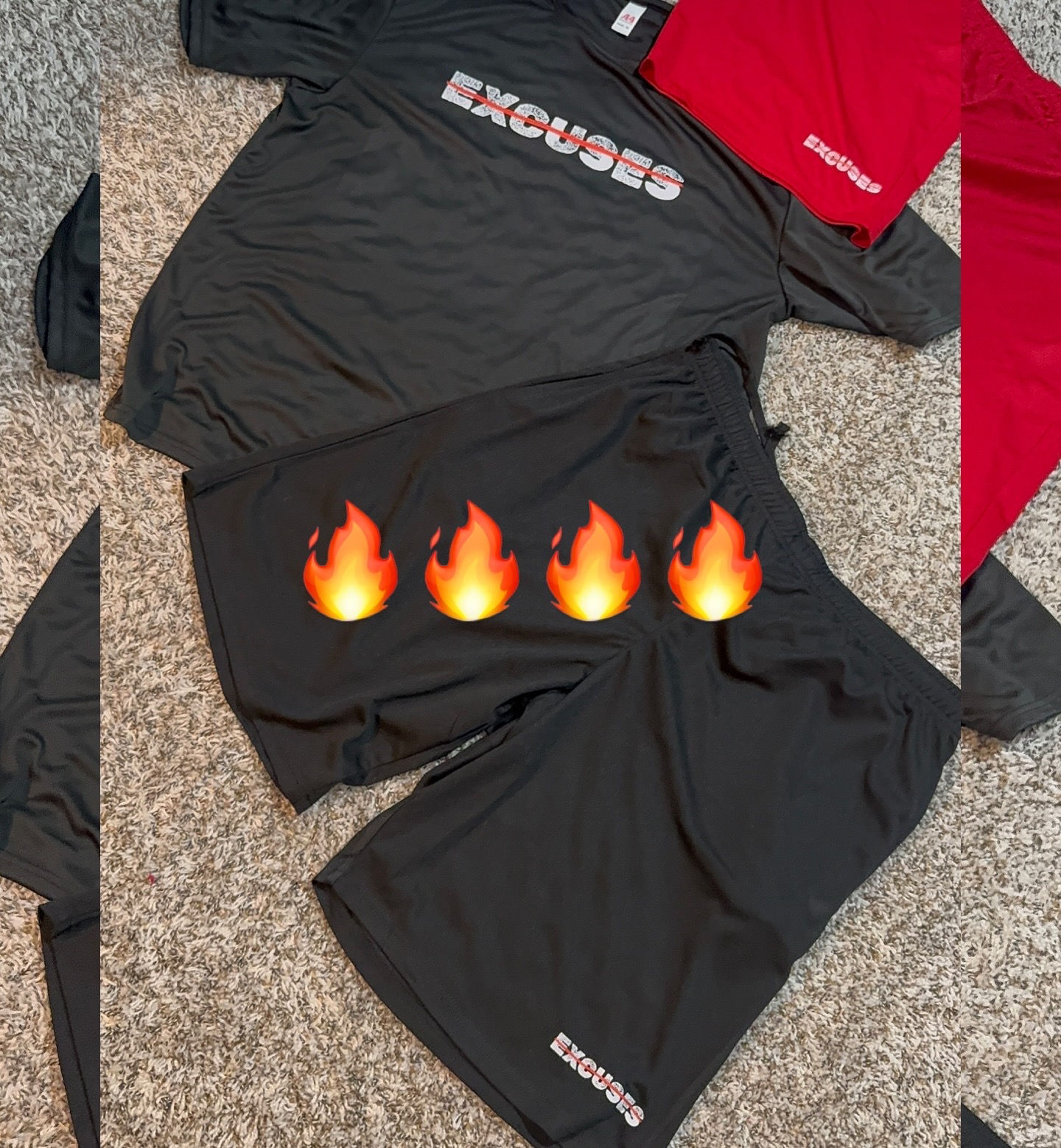 BLACK N🚫 EXCUSES Set Performace Shorts and Shirt