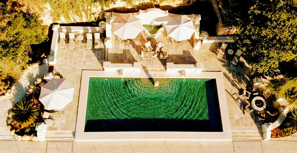 The heated Palacio Pool 14 meter x 6.5 meters from above