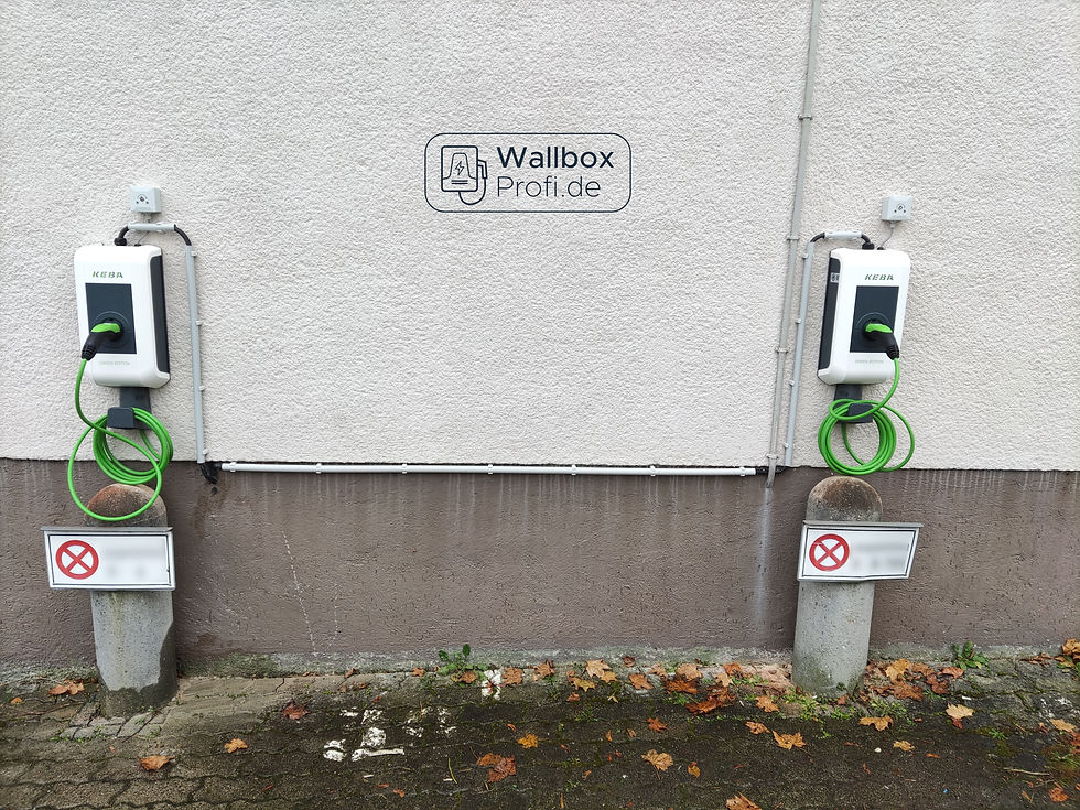 Installation von 8 Ladepunkten auf einem Mitarbeiterparkplatz