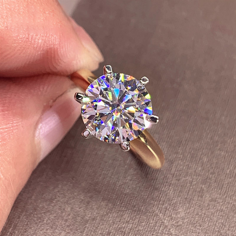 3ct Diamond Ring Solitaire Woman Silver 925 Yellow Gold Moissanite Ring Engageme