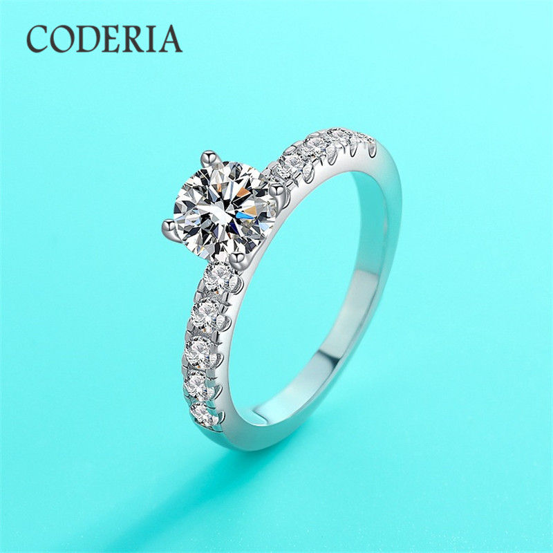 D Color 1 Carat Certified Moissanite Engagement Rings Sterling Silver VVS1 Lab D