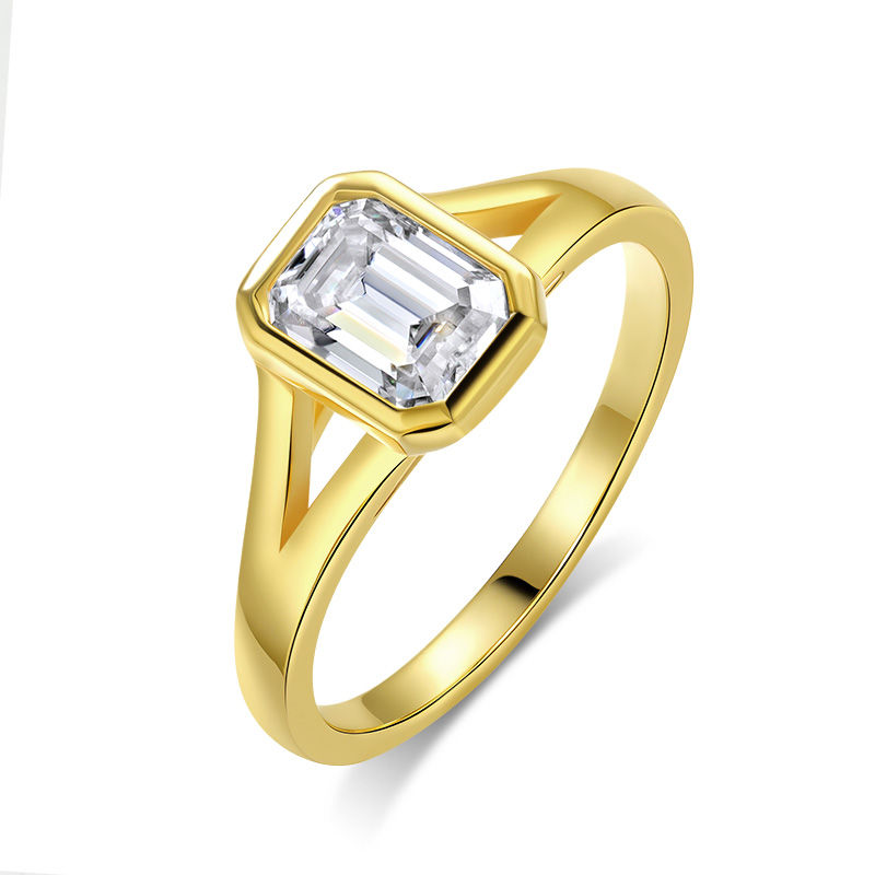 Smyoue 1CT 2CT Emerald Cut Moissanite Wedding Ring for Women Solitaire Lab Diamo