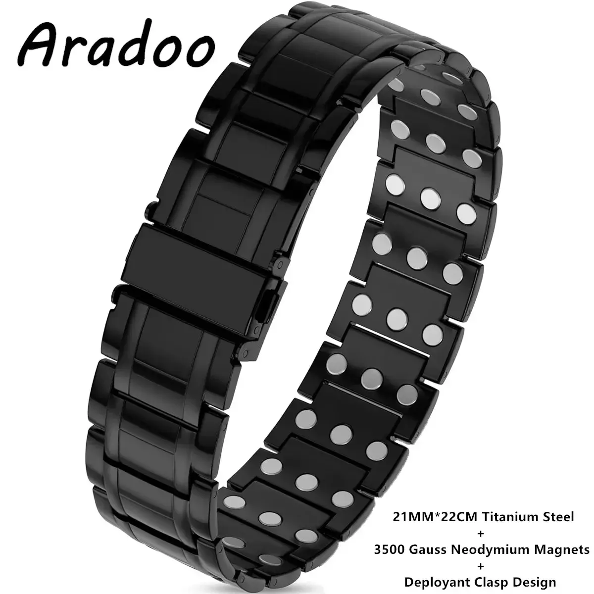 ARADOO Premium Titanium Steel Bracelets for Men with 3X Ultra Strenth Magnetic W