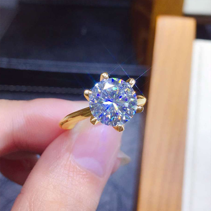 3ct Diamond Ring Solitaire Woman Silver 925 Yellow Gold Moissanite Ring Engageme
