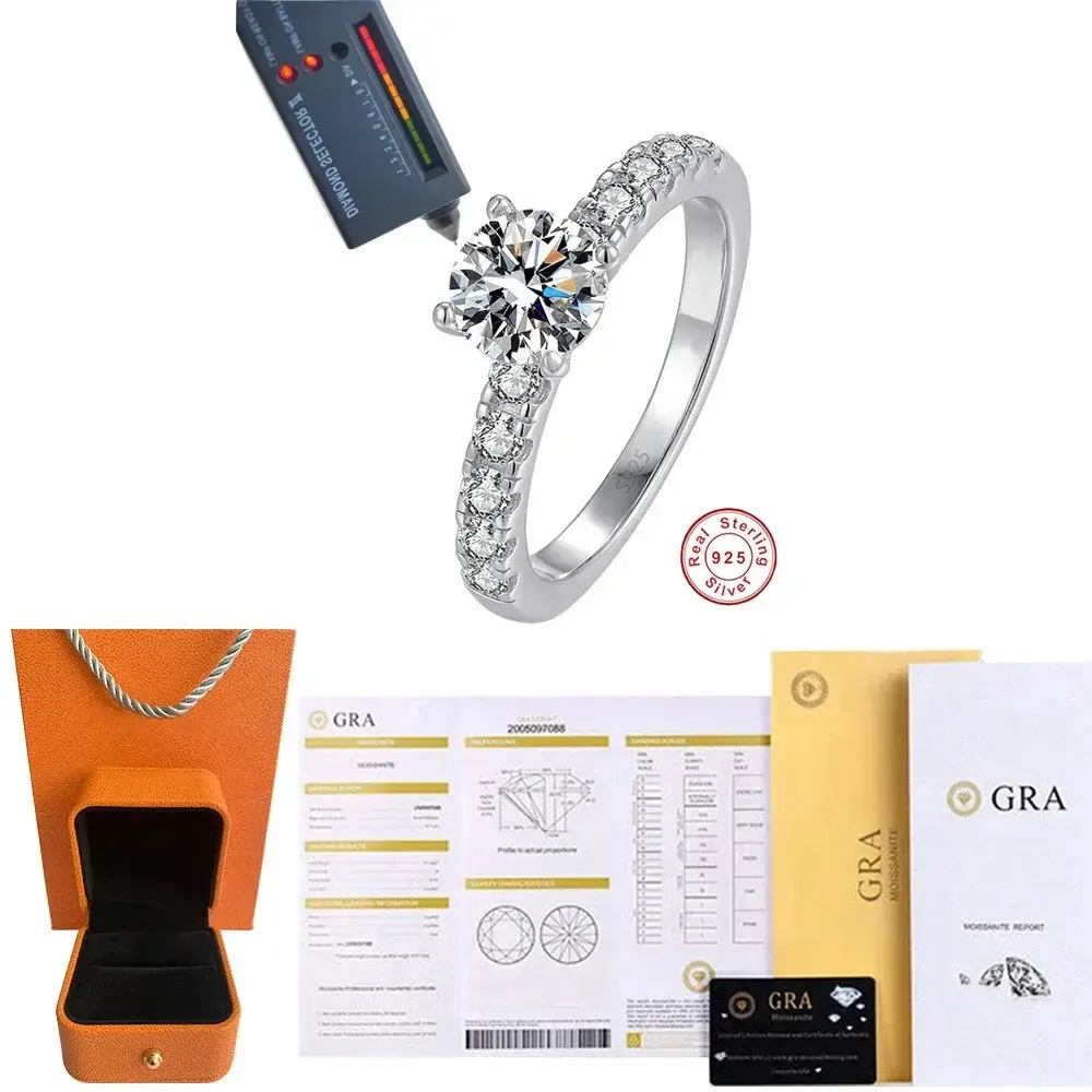 Cbtb Exquisite D Colur 1-3 Carat Moissanite Four Claw Ring for Women Wedding Ete
