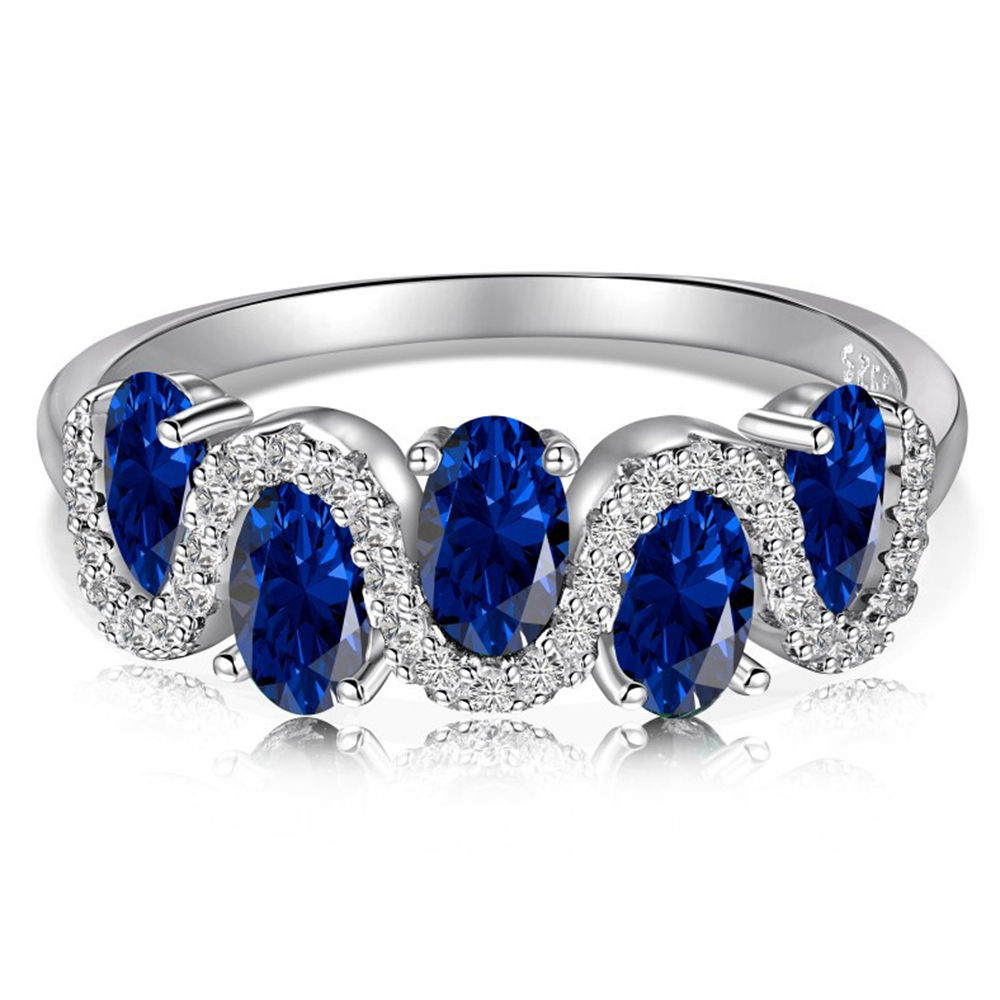 Wong Rain 100% 925 Sterling Silver 3*5 MM Oval Cut Sapphire Eemrald High Carbon