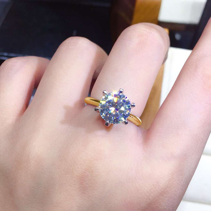 3ct Diamond Ring Solitaire Woman Silver 925 Yellow Gold Moissanite Ring Engageme