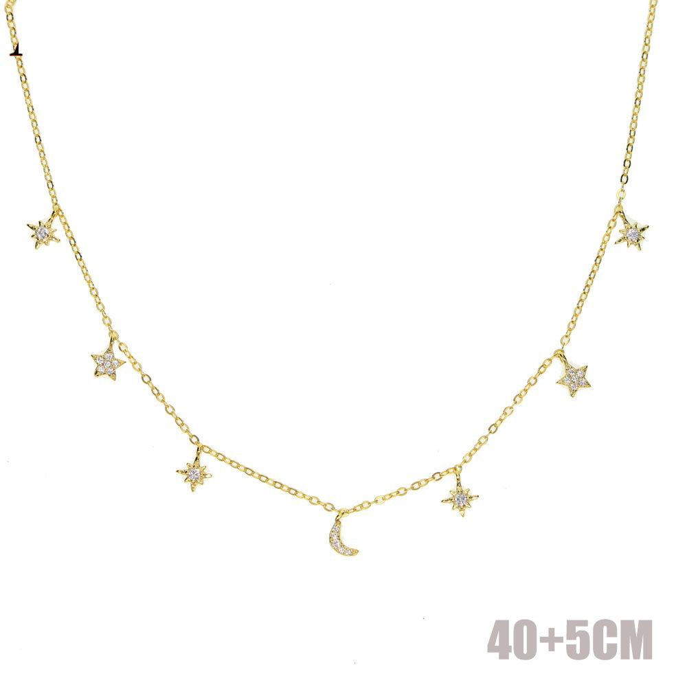 925 Sterling Silver Jewelry Love Moon Star Necklaces & Pendants Chain Choker Nec