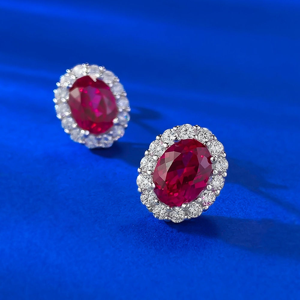 Wong Rain Vintage 100% 925 Sterling Silver Oval Cut 6*8 MM Ruby Sapphire High Ca