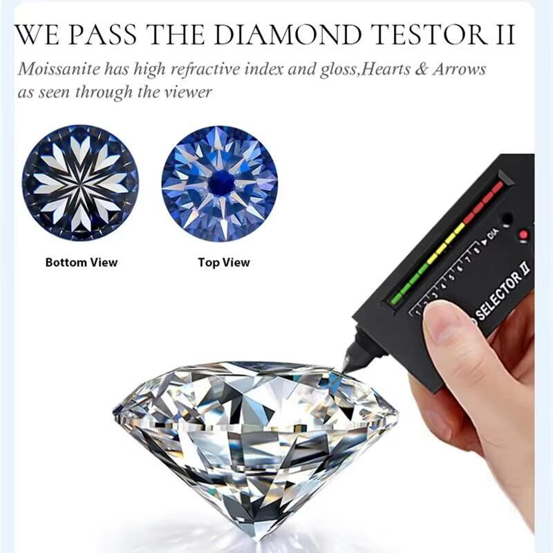 D Color 1 Carat Certified Moissanite Engagement Rings Sterling Silver VVS1 Lab D