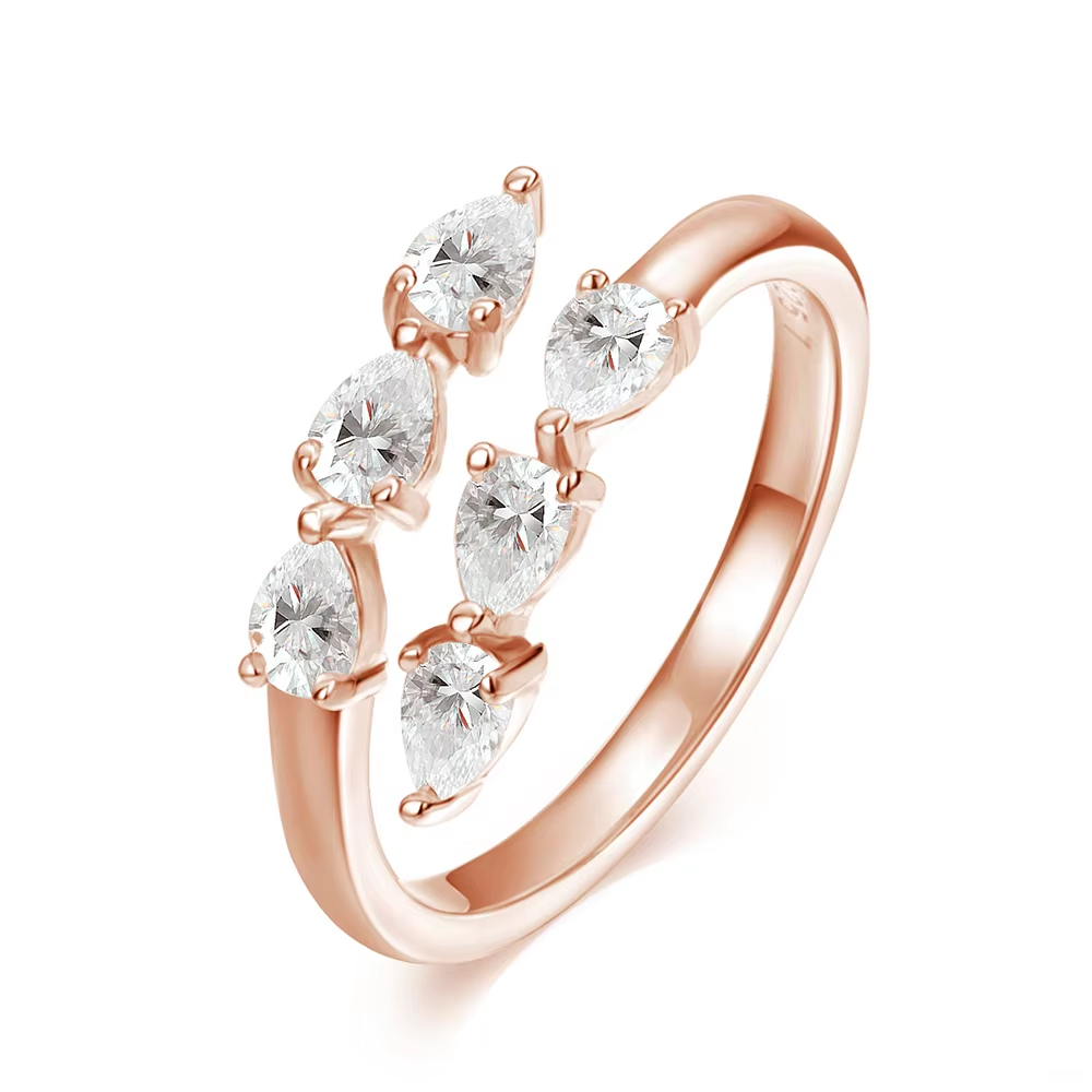 Smyoue Test Passed 3*4MM Moissanite Rings for Women Lab Diamond Wedding Band 925