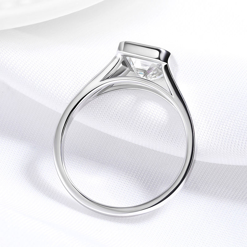Smyoue 1CT 2CT Emerald Cut Moissanite Wedding Ring for Women Solitaire Lab Diamo