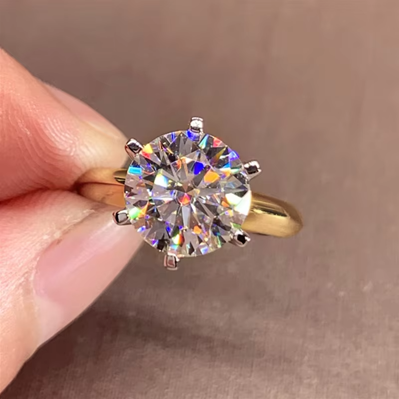 3ct Diamond Ring Solitaire Woman Silver 925 Yellow Gold Moissanite Ring Engageme