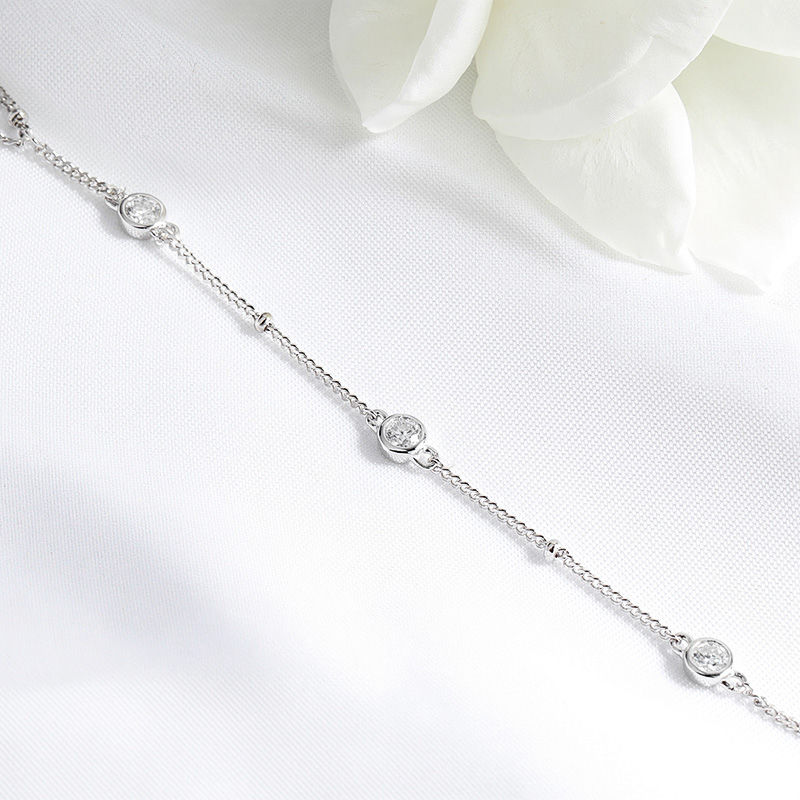 Smyoue 3MM Moissanite Bracelets for Women 14-21cm Wrist Size Adjustable Chain 92