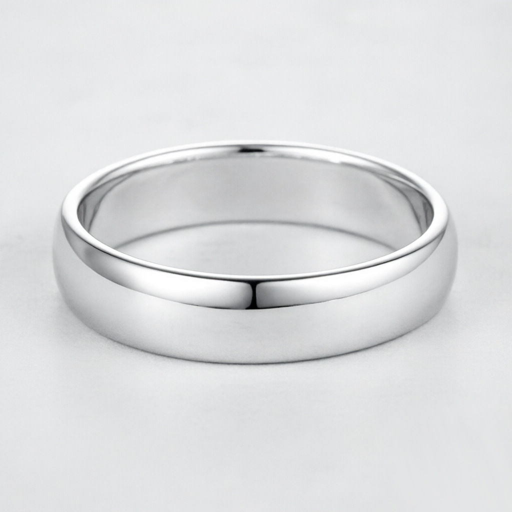 925 Sterling Silver Polished Dome Band Ring D VVS1 Moissanite Multi Tone Minimal