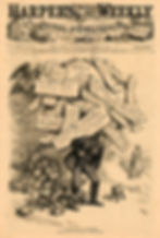 An political cartoon of Ulysses Grant carrying the weight of responsibility of his back.