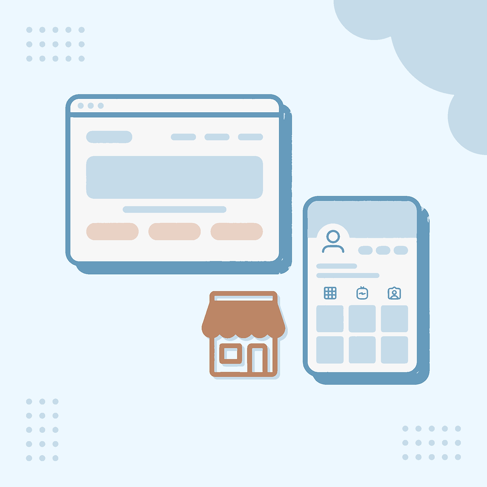 Redactionele illustratie die een socialemediapost vergelijkt met een onafhankelijke professionele website.