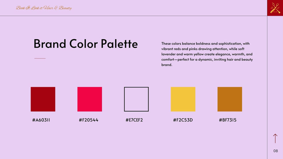 Color Page for hairdresssing branding guide