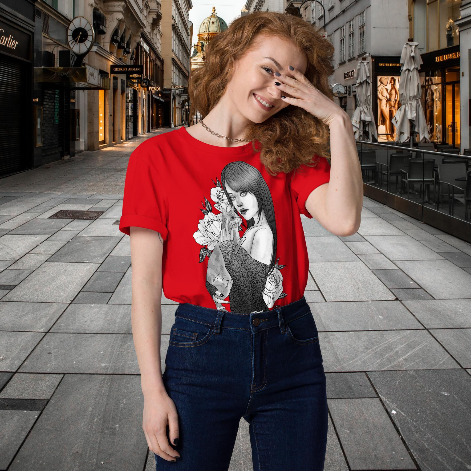 Cat Lovers Red Unisex organic cotton t-shirt