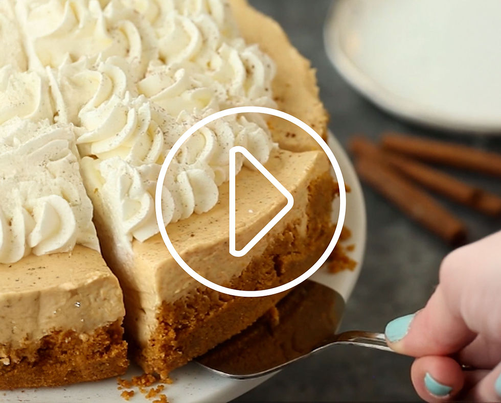 A serving of cheesecake being lifted. Click here to watch the video of how to make the recipe.