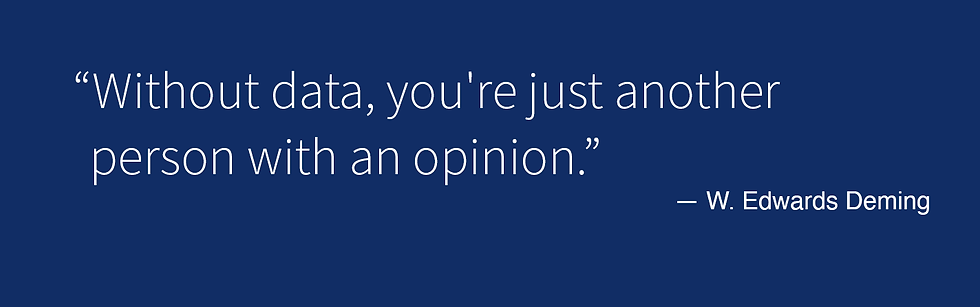 Without data, you're just another person with an opinion. - W. Edwards Deming