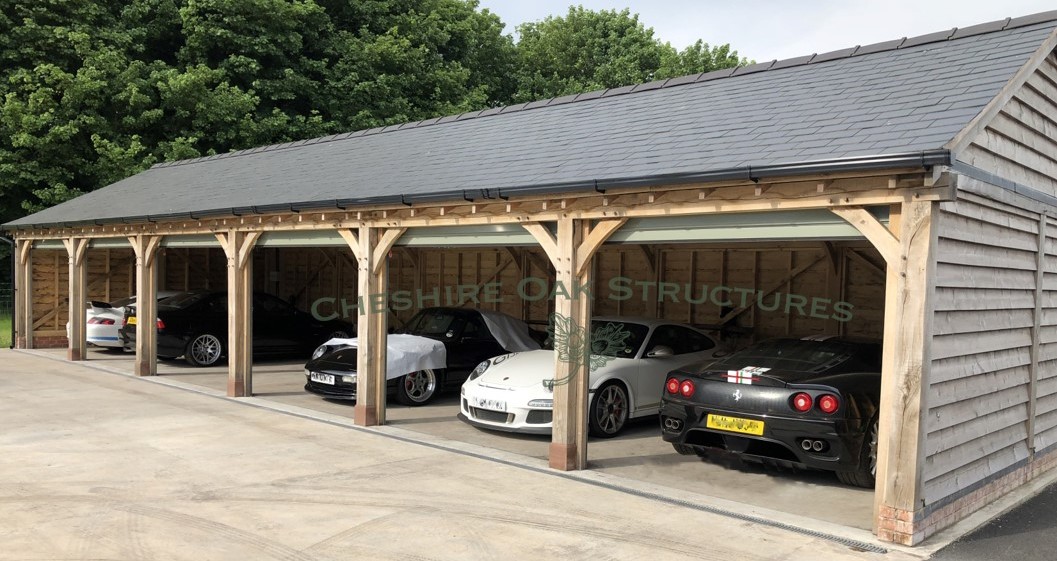 CARS ENJOYING CHESHIRE OAK STRUCTURES DESIGNED OAK FRAME GARAGES - PART TWO