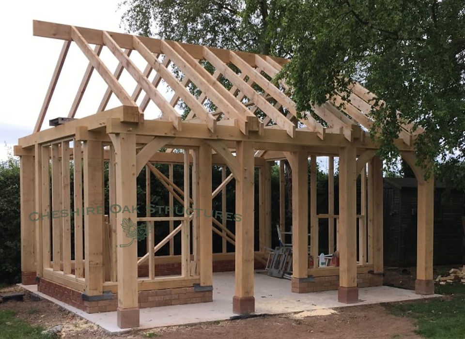 Oak Summerhouse with rafters fitted near Chester